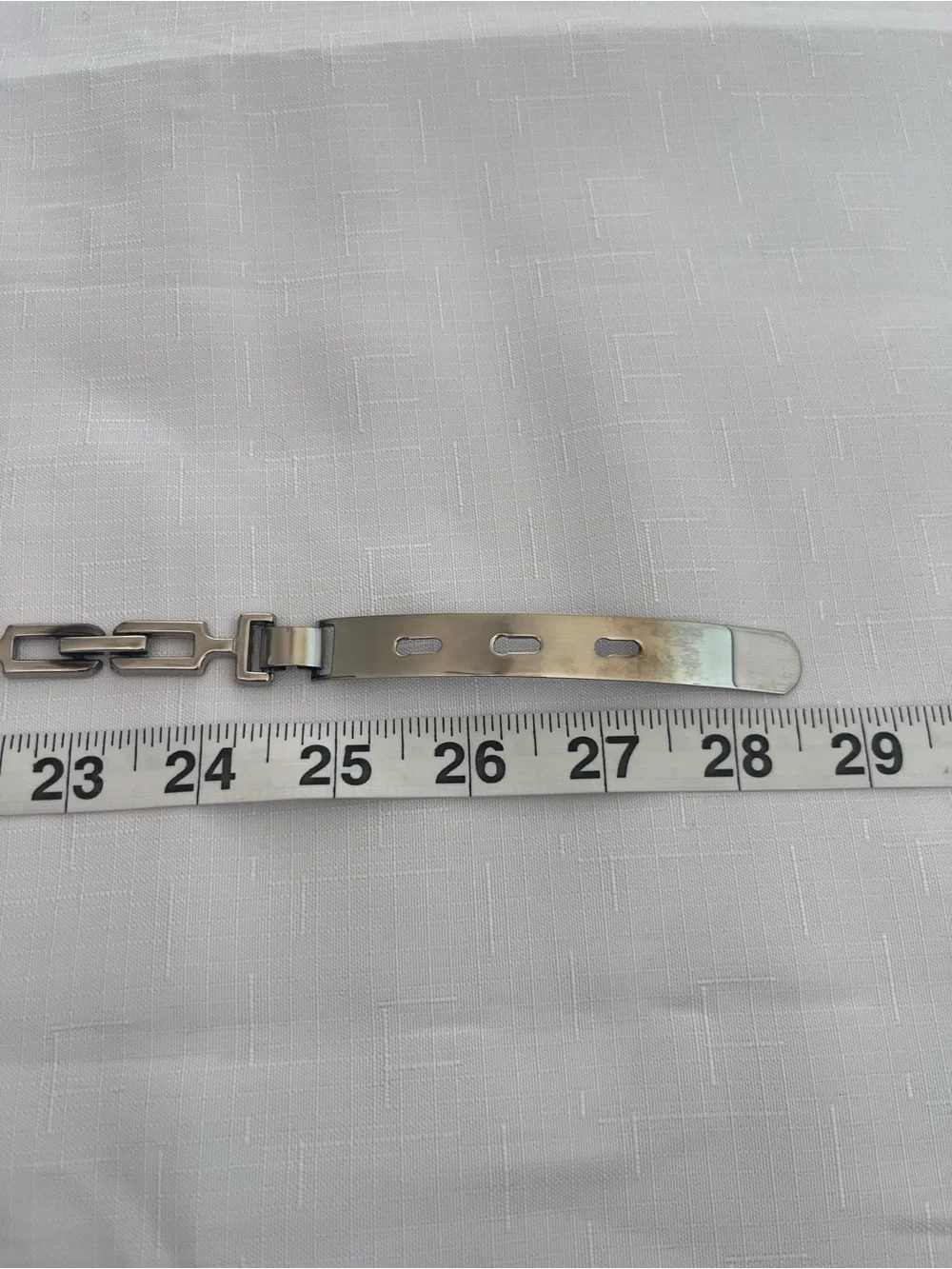 Vintage Y2K Silver Tone Metal Link Belt Geometric Skinny Waist Belt 28”